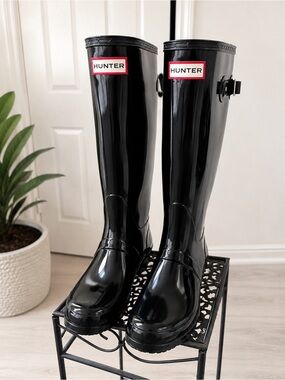 Hunter Original Tall Gloss Black Rain Boots Women’s Size 7